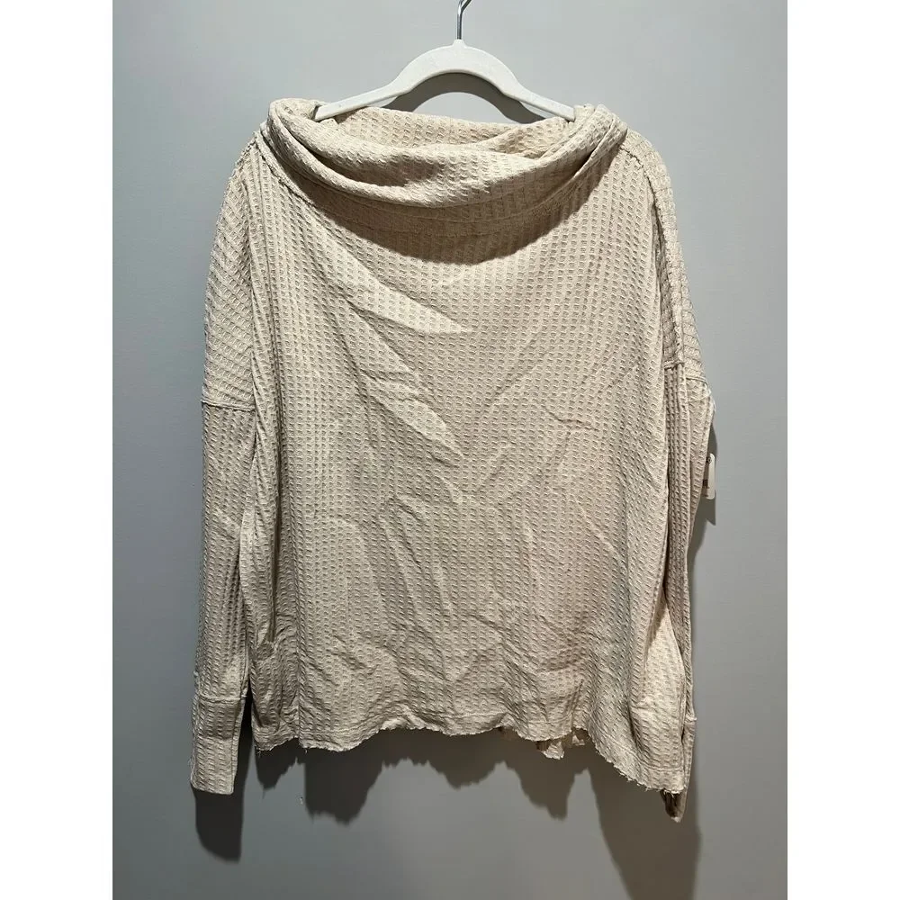 Free People Womens S Long Stone Cold Split Back Long Sleeve MSRP $88‎ 100%Cotton